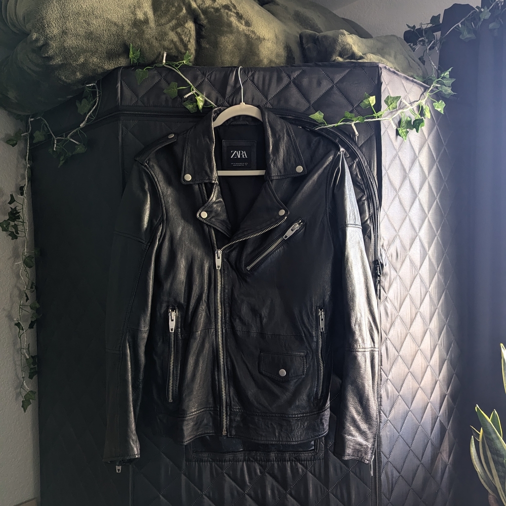 Zara classic genuine leather biker jacket